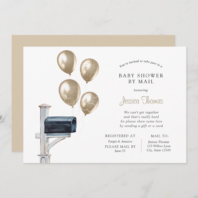 Convite Baby Long Distance Chá por Email (Frente/Verso)