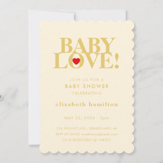 Convite BABY LOVE! Bold Cream Gold Baby Shower Invitation