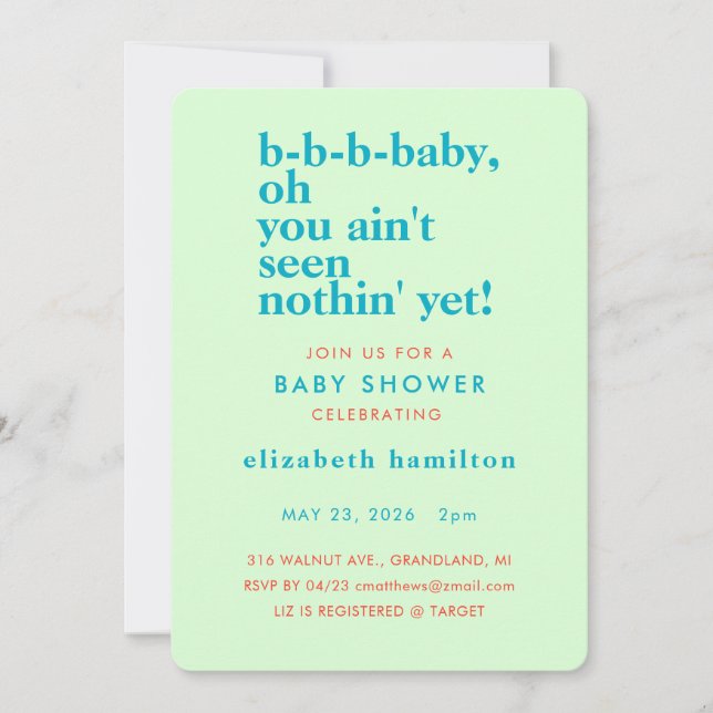 Convite BABY LOVE! Bold Cream Gold Baby Shower Invitation (Frente)
