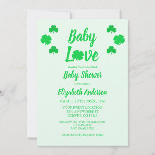 Convite Baby Love Shamrock Chá de fraldas