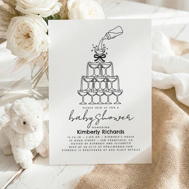 Convite Baby Milk Bottle Champagne tower Funny Baby Shower (Milk Bottle Champagne Tower Whimsical Funny Gender Neutral Baby Shower Invitations)