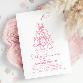 Convite Baby Milk Bottle Champagne Tower Funny Baby Shower