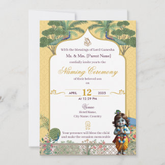 Convite Baby Naming Ceremony Invitation Krishna Namkaran