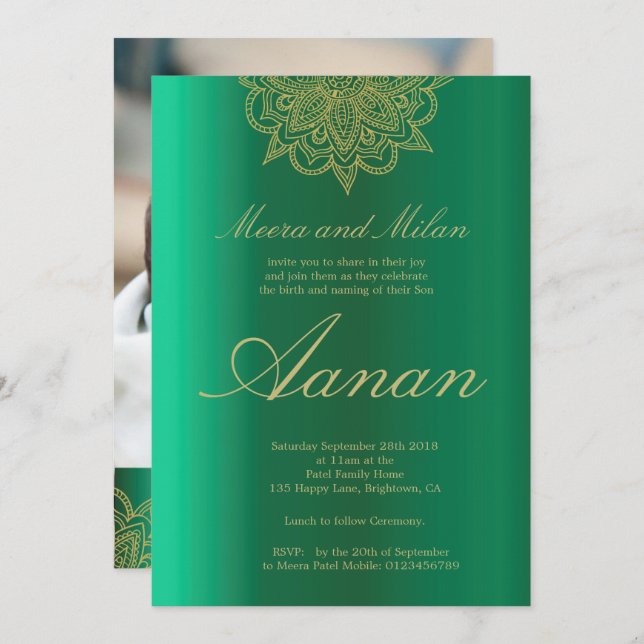 Convite Baby Naming Namkaran Photo Ceremony (Frente/Verso)