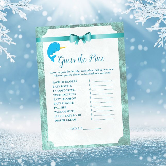 Convite Baby Narwhal Adivinha O Jogo Do Chá de fraldas Do  (Criador carregado)