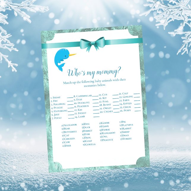 Convite Baby Narwhal, que é o meu jogo de Chá de fraldas d (Criador carregado)