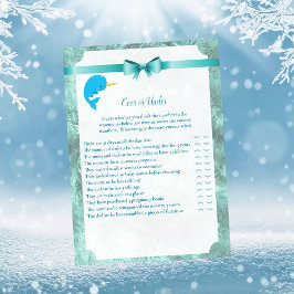 Convite Baby Narwhover sobre ou Sob Jogo de Chá de fraldas