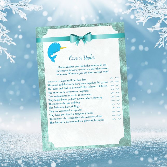 Convite Baby Narwhover sobre ou Sob Jogo de Chá de fraldas (Criador carregado)