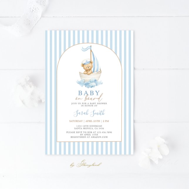 Convite Baby on Board Baby Shower Boy (Criador carregado)