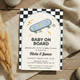 Convite Baby on Board Skateboard Baby Shower party