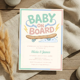 Convite Baby on Board Skateboard Baby Shower party