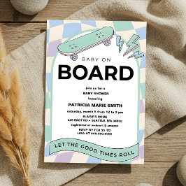 Convite Baby on Board Skateboard Baby Shower party Invitat