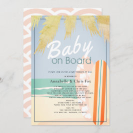 Convite Baby on Conselho Beach Surf Girl Chá de fraldas by