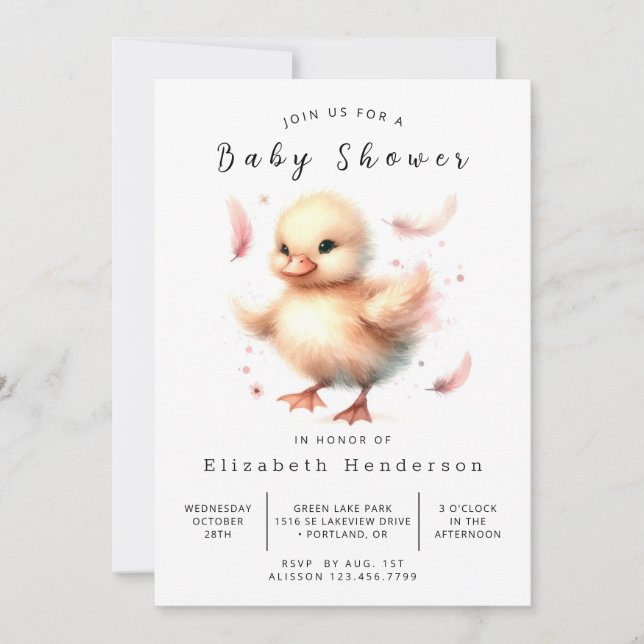Convite Baby Online Duck Chá de fraldas (Frente)