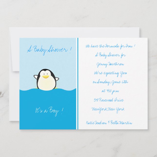 Convite Baby Penguin - Baby Shower Invitations (Frente)