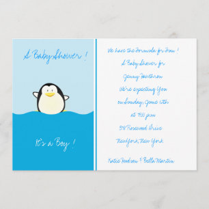Convite Baby Penguin - Baby Shower Invitations