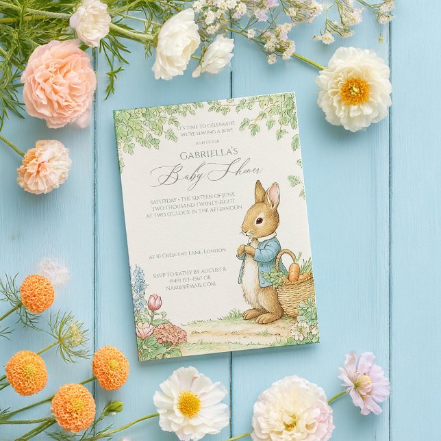 Convite Baby Peter Rabbit Chá de fraldas (Criador carregado)
