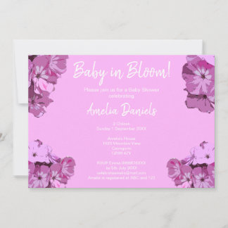 Convite Baby Pink Floral Baby Shower Invitation