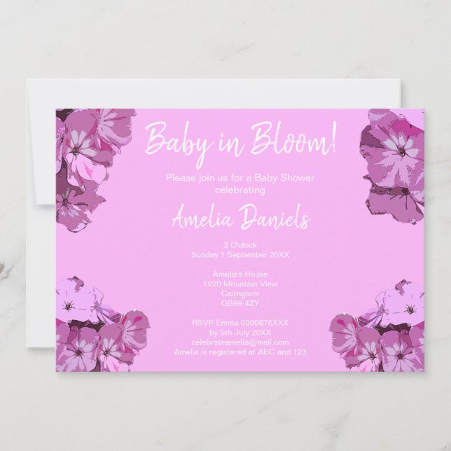 Convite Baby Pink Floral Baby Shower Invitation (Frente)