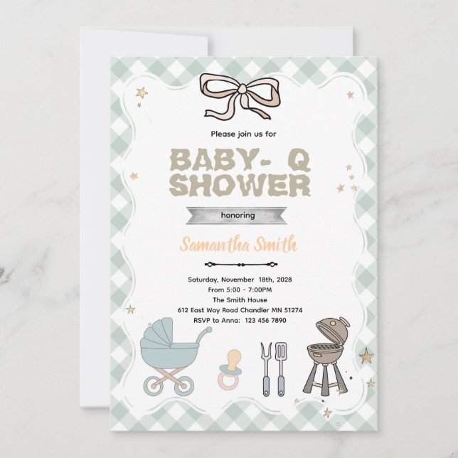 Convite Baby Q Baby Shower party Invitation (Frente)
