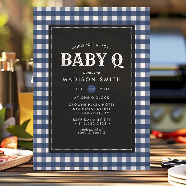 Convite Baby Q Barbeque Blue Summer Country Chá de fraldas (Criador carregado)