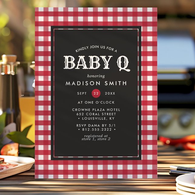 Convite Baby Q Barbeque Red Summer Country Chá de fraldas (Criador carregado)