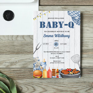 Convite Baby-Q Churrasco de Bebê Menino Plaid Rustico ao A