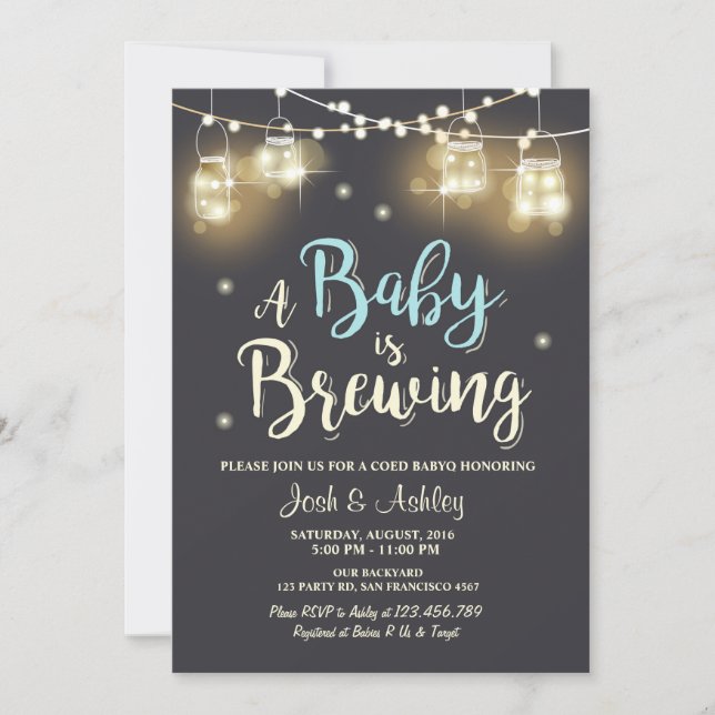 Convite Baby Q Invitation Coed CHURRASCO Criador Menino Bl (Frente)
