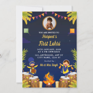 Convite Baby’s First Lohri Celebration Card with Photo