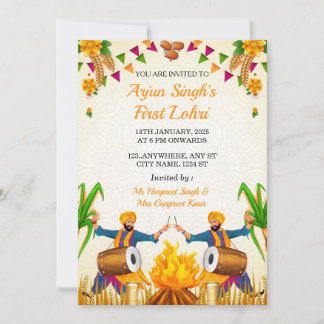 Convite Baby’s First Lohri Invitation, Punjabi Lohri Card
