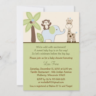 Convite Baby Safari Selgle Animal Baby Shower Invants