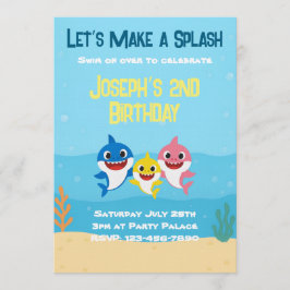 Convite Baby Shark Birthday Invitation