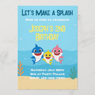 Convite Baby Shark Birthday Invitation