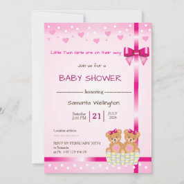Convite baby shower announcement for TWIN Girls