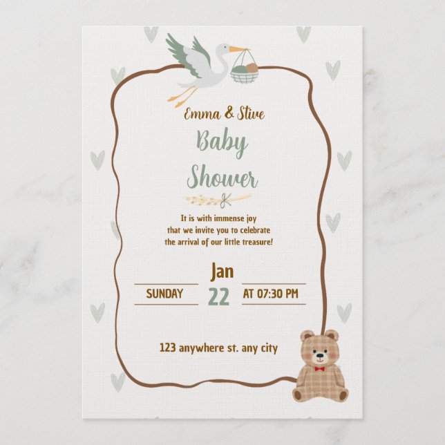 Convite Baby shower - baby boy or gris Invitation (Frente)