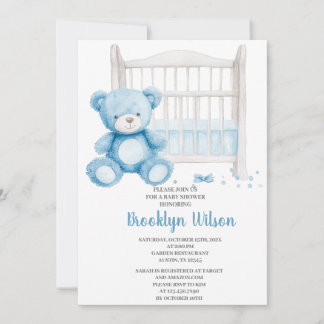 Convite Baby Shower Boy Elephant Invitation