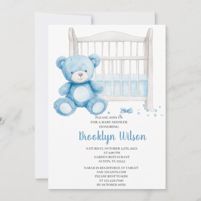 Convite Baby Shower Boy Elephant Invitation (Frente)