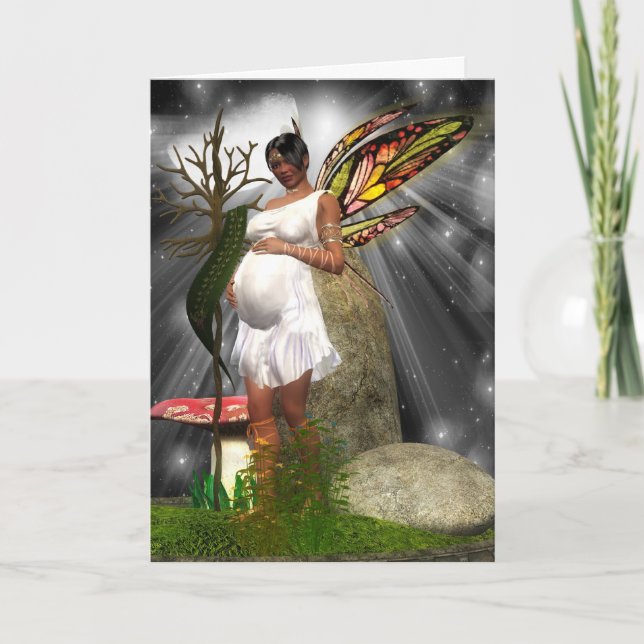 Convite Baby Shower Card - African American Fairy (Frente)