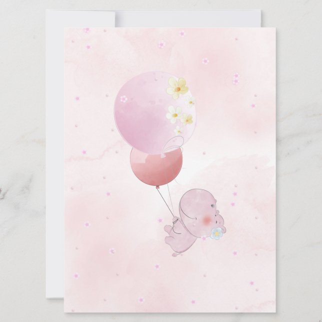 CONVITE BABY SHOWER CUTE HIPO. FOR BABY GIRL (Verso)