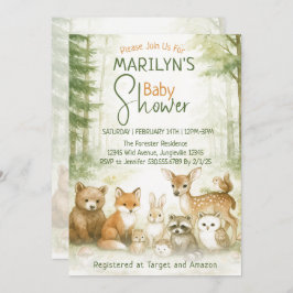 Convite Baby Shower Cute Woodland Baby Animals