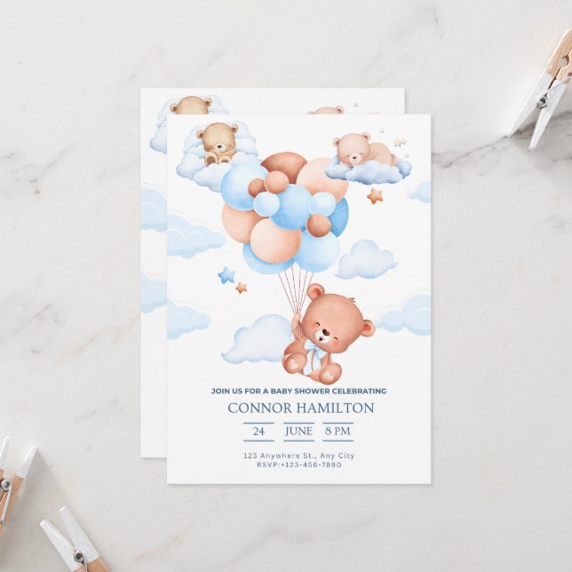 Convite Baby Shower Dreamy Clouds Aesthetic (Frente/Verso In Situ)