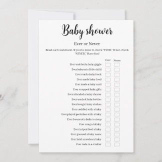 Convite Baby Shower Ever or Never Game, Printable