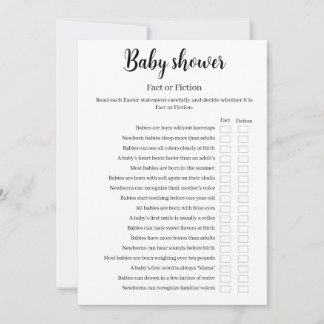 Convite Baby Shower Fact or Fiction Game, Baby Trivia