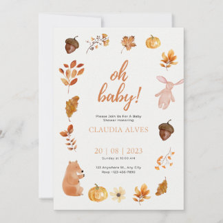Convite Baby Shower Fall Aesthetic Invitation