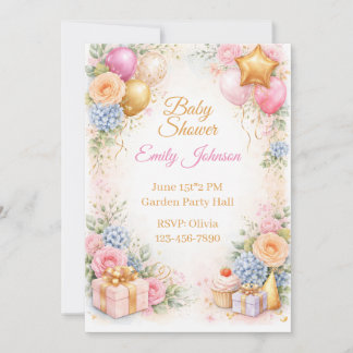 Convite Baby Shower Floral Invitation