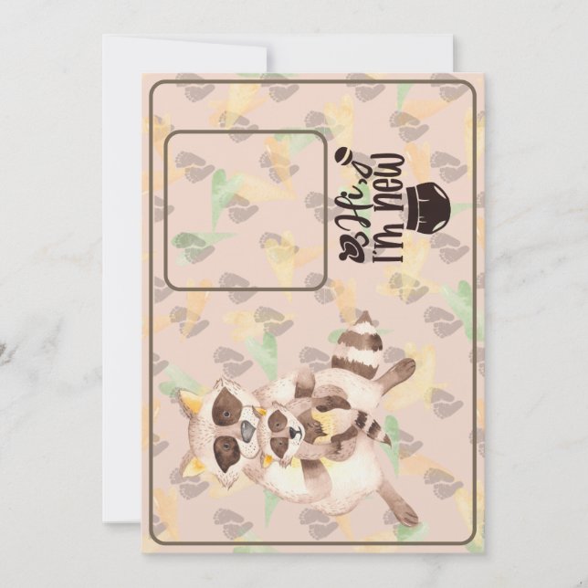 Convite Baby Shower Invitation Custom Photo Raccoons Brown (Frente)