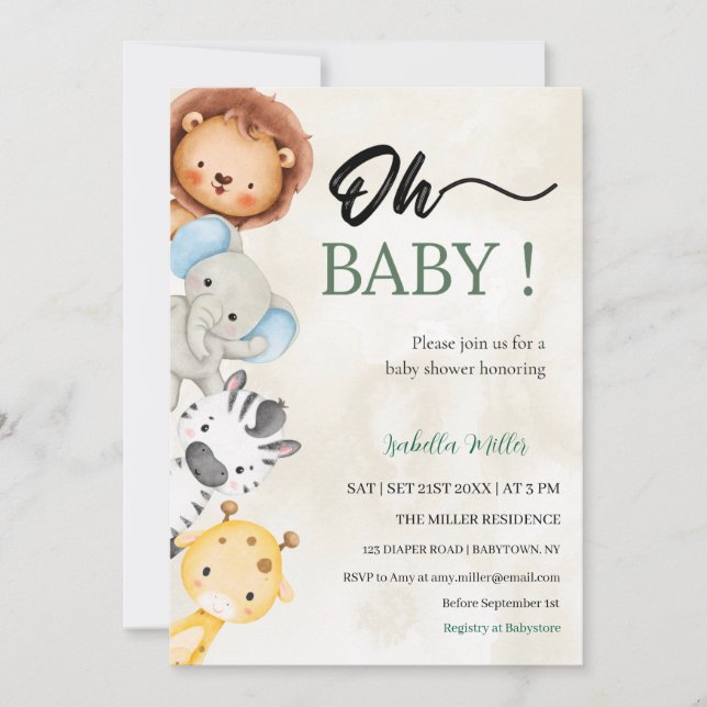 Convite Baby Shower Invitation  –Customizable (Frente)