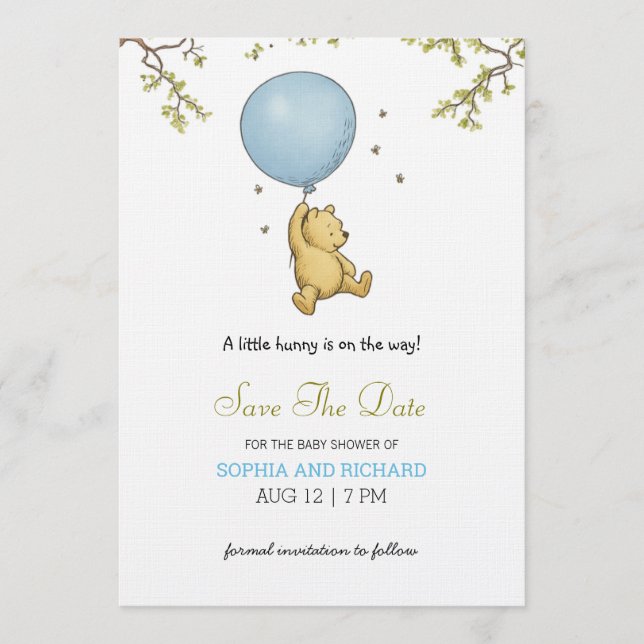Convite Baby shower invitation featuring a cute bear  (Frente)