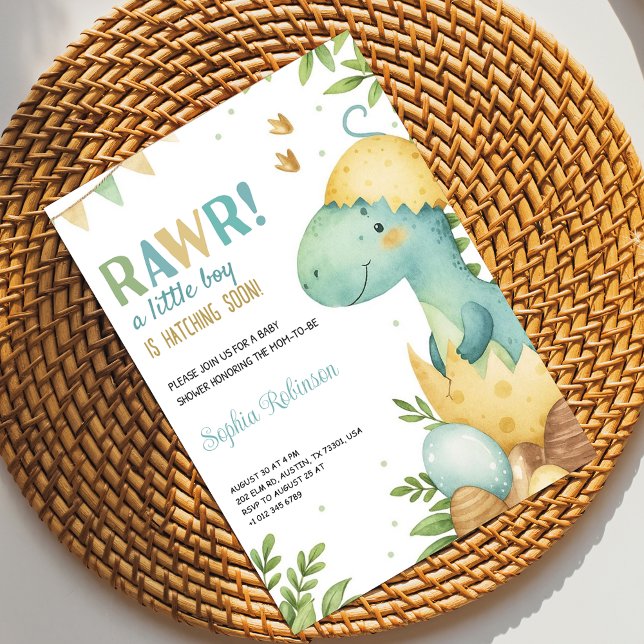Convite Baby shower invitation featuring a dinosaur  (Criador carregado)