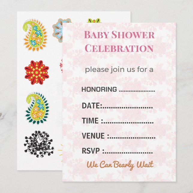 Convite Baby Shower Invitation Gender Reveal | Modern (Frente/Verso)